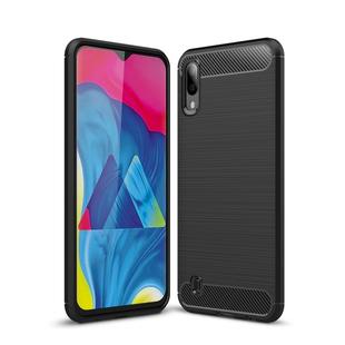 Brushed Texture Carbon Fiber Shockproof TPU Case for Galaxy M10(Black)