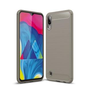 Brushed Texture Carbon Fiber Shockproof TPU Case for Galaxy M10(Grey)