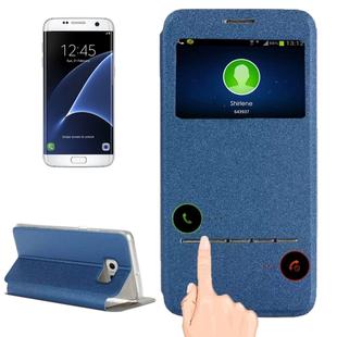 For Galaxy S7 Edge / G935 Horizontal Flip Leather Case with Holder & Call Display ID (Blue)