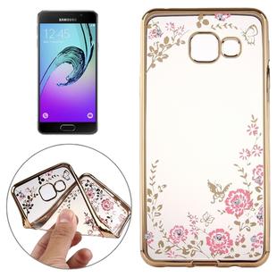 For Galaxy A5(2016) / A510 Flowers Patterns Electroplating Soft TPU Protective Cover Case(Gold)