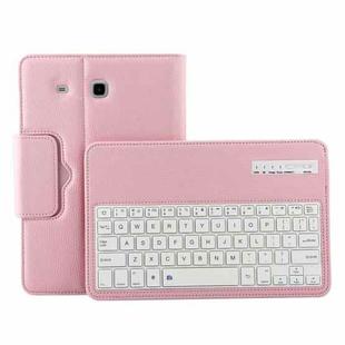 For Galaxy Tab E 9.6 / T560 2 in 1 Detachable Bluetooth Keyboard Litchi Texture Leather Tablet Case with Holder(Pink)