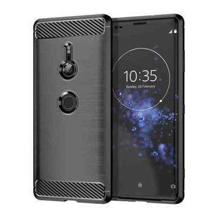 Brushed Texture Carbon Fiber Shockproof TPU Case for Sony Xperia XZ3(Black)