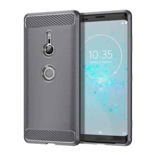 Brushed Texture Carbon Fiber Shockproof TPU Case for Sony Xperia XZ3(Grey)