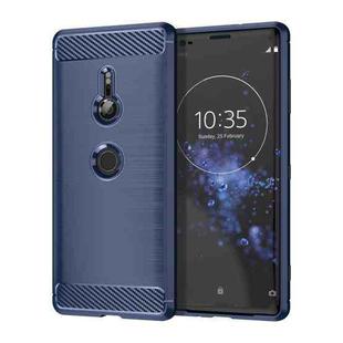 Brushed Texture Carbon Fiber Shockproof TPU Case for Sony Xperia XZ3(Navy Blue)