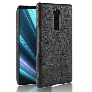 Shockproof Crocodile Texture PC + PU Case for Sony Xperia 1 (Black)