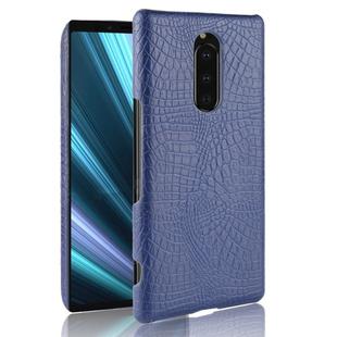 Shockproof Crocodile Texture PC + PU Case for Sony Xperia 1 (Blue)