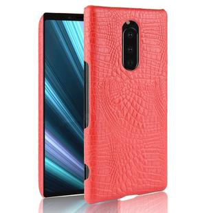 Shockproof Crocodile Texture PC + PU Case for Sony Xperia 1 (Red)