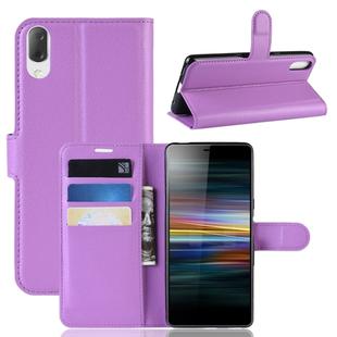 Litchi Texture Horizontal Flip Leather Case for Sony Xperia L3, with Wallet & Holder & Card Slots (Purple)