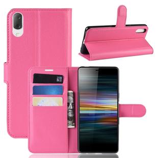 Litchi Texture Horizontal Flip Leather Case for Sony Xperia L3, with Wallet & Holder & Card Slots (Rose Red)