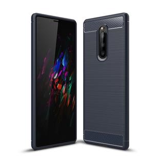 Brushed Texture Carbon Fiber Shockproof TPU Case for Sony Xperia XZ4 / Xperia 1 (Navy Blue)