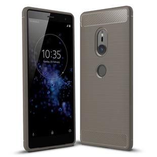 For Sony Xperia XZ2 Brushed Texture Carbon Fiber Shockproof TPU Protective Back Case(Grey)