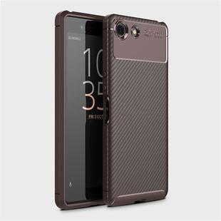 Carbon Fiber Texture Shockproof TPU Case for Sony Xperia XZ4 Compact (Brown)
