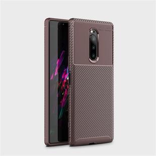 Carbon Fiber Texture Shockproof TPU Case for Sony Xperia XZ4 (Brown)