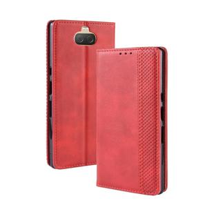 Magnetic Buckle Retro Texture Horizontal Flip Leather Case for Sony Xperia 10, with Holder & Card Slots & Wallet (Red)