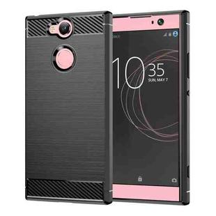 For Sony Xperia XA2 Brushed Texture Carbon Fiber Shockproof TPU Protective Back Case(Black)