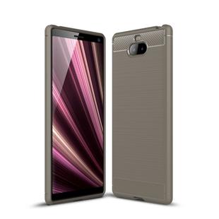 Brushed Texture Carbon Fiber Soft TPU Case for Sony Xperia 10 Plus(Grey)