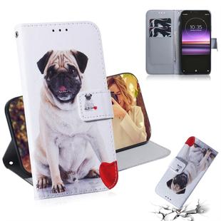 Pug Pattern Coloured Drawing Horizontal Flip Leather Case for Sony Xperia 1, with Holder & Card Slots & Wallet