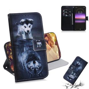 Wolf and Dog Pattern Coloured Drawing Horizontal Flip Leather Case for Sony Xperia 1, with Holder & Card Slots & Wallet