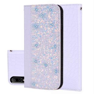 Crocodile Texture Glitter Powder Horizontal Flip Leather Case for Sony Xperia L3, with Card Slots & Holder (White)