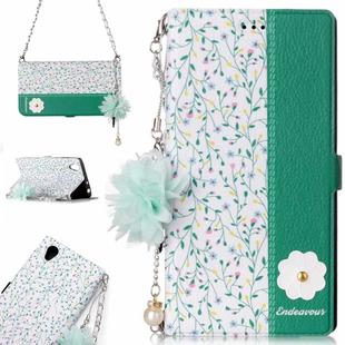 For Sony Xperia L1 Orchid Flower Pattern Horizontal Flip Leather Case with Holder & Card Slots & Pearl Flower Ornament & Chain