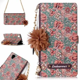 For Sony Xperia L1 Impatiens Balsamina Pattern Horizontal Flip Leather Case with Holder & Card Slots & Pearl Flower Ornament & Chain