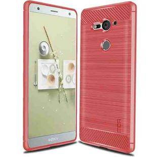MOFI Brushed Texture Carbon Fiber Shockproof TPU Case for Sony  Xperia XZ2 Compact(Red)
