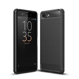Brushed Texture Carbon Fiber Shockproof TPU Case for Sony Xperia XZ4 Compact (Black)