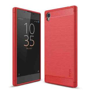 MOFI Brushed Texture Carbon Fiber Soft TPU Case for Sony Xperia E6 (Red)
