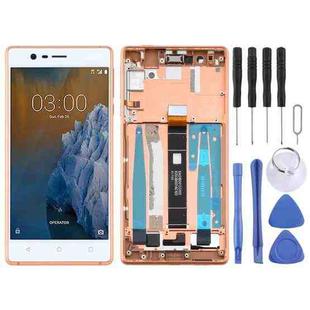 TFT LCD Screen for Nokia 3 TA-1032 Digitizer Full Assembly with Frame & Side Keys (Gold)