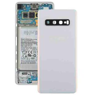 For Galaxy S10 Battery Back Cover with Camera Lens (White)