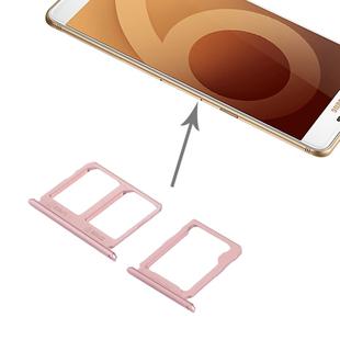 For Galaxy C9 Pro / C9000 SIM Card Tray + Micro SD Card Tray (Rose Gold)