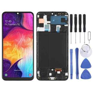 Original Super AMOLED LCD Screen  for Galaxy A50 Digitizer Full Assembly with Frame(Black)
