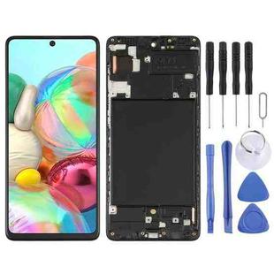 Original Super AMOLED LCD Screen for Galaxy A71 Digitizer Full Assembly with Frame (Black)