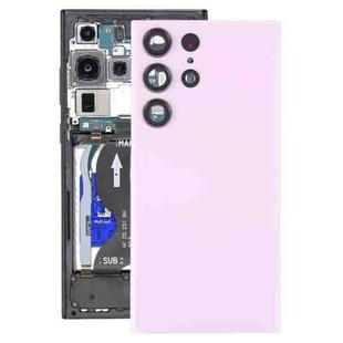 For Samsung Galaxy S23 Ultra SM-S918 Glass Battery Back Cover with Camera Lens Cover(Pink)