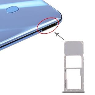 For Galaxy A20 A30 A50 SIM Card Tray + Micro SD Card Tray (Silver)
