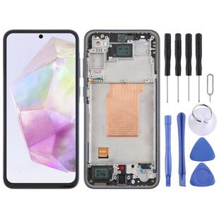 For Samsung Galaxy A35 SM-A356B OLED LCD Screen Digitizer Full Assembly with Frame (Blue)
