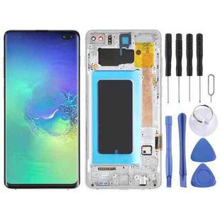 Original Super AMOLED LCD Screen for Samsung Galaxy S10+ Digitizer Full Assembly with Frame (Silver)
