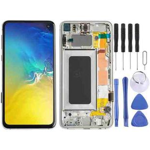 Original Super AMOLED LCD Screen Digitizer Full Assembly with Frame for Samsung Galaxy S10e (Silver)