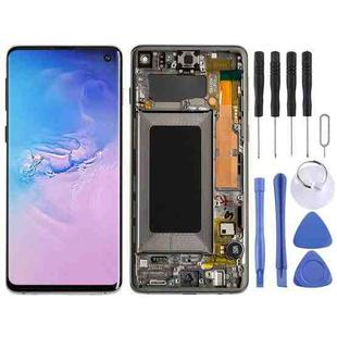 Original Super AMOLED LCD Screen with Frame for Galaxy S10 4G Digitizer Full Assembly (Black)