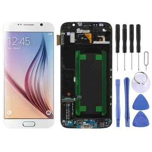 Original Super AMOLED LCD Screen For Samsung Galaxy S6 SM-G920F Digitizer Full Assembly with Frame (White)