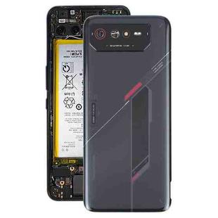 For Asus ROG Phone 6 AI2201-C AI2201-F Glass Battery Back Cover with NFC/Light Cable(Black Red)