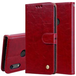 Business Style Oil Wax Texture Horizontal Flip Leather Case for Huawei Honor 8A (with Fingerprint Hole), with Holder & Card Slots & Wallet(Red)