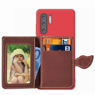 Leaf Buckle Litchi Texture Card Holder PU + TPU Case for Huawei P30 Pro, with Card Slot & Wallet & Holder & Photo Frame