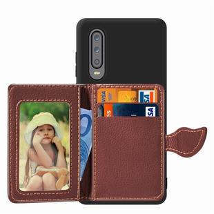 Leaf Buckle Litchi Texture Card Holder PU + TPU Case for Huawei P30, with Card Slot & Holder & Wallet & Photo Frame(Black)