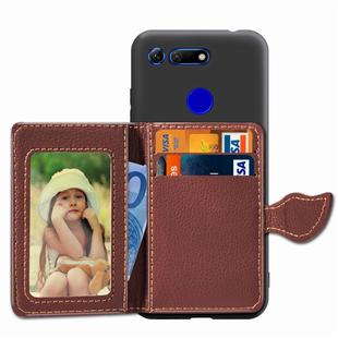 Leaf Buckle Litchi Texture Card Holder PU + TPU Case for Huawei Honor V20, with Card Slot & Holder & Wallet & Photo Frame