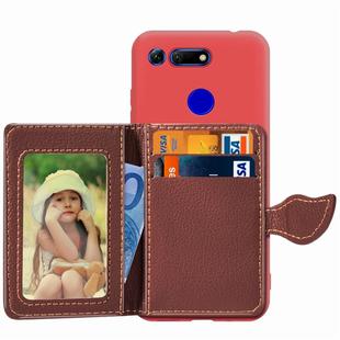 Leaf Buckle Litchi Texture Card Holder PU + TPU Case for Huawei Honor V20, with Card Slot & Holder & Wallet & Photo Frame