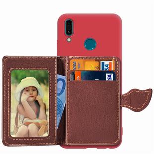 Leaf Buckle Lychee Texture Card Holder PU + TPU Case for Huawei Enjoy 9 Plus / Y9 2019, with Card Slot & Wallet & Holder & Photo Frame