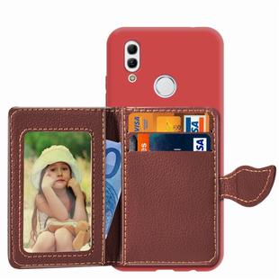 Leaf Buckle Litchi Texture Card Holder PU + TPU Case for Huawei Honor 10 Lite / P Smart 2019, with Card Slot & Holder & Wallet & Photo Frame(Red)
