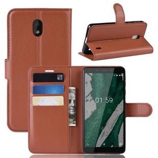 Litchi  Texture Horizontal Flip PU Leather Case for Nokia 1 Plus, with with Card Slot & Holder & Wallet(Brown)