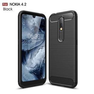 Brushed Texture Carbon Fiber TPU Case for Nokia 4.2(Black)